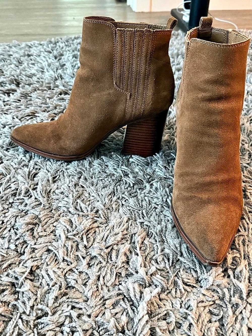 Marc Fisher Alva Pointy Toe Bootie Women's Brown Pointed-Toe Heeled Booties US10